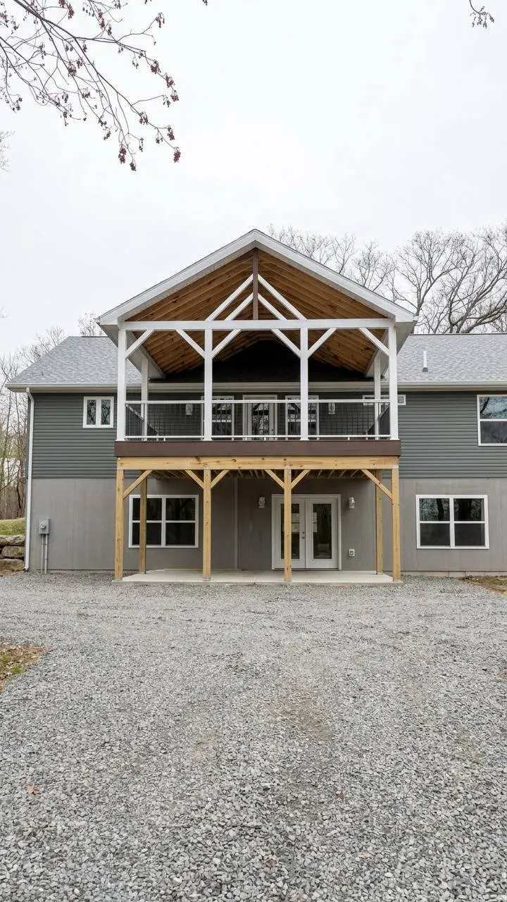 Two-level covered porch exterior