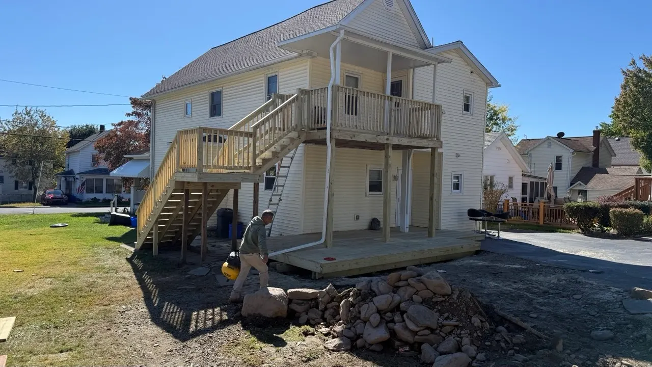 Deck and porch jobsite progress