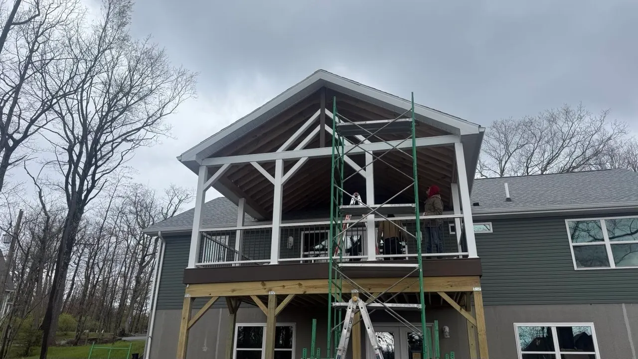 Porch roof sheathing progress